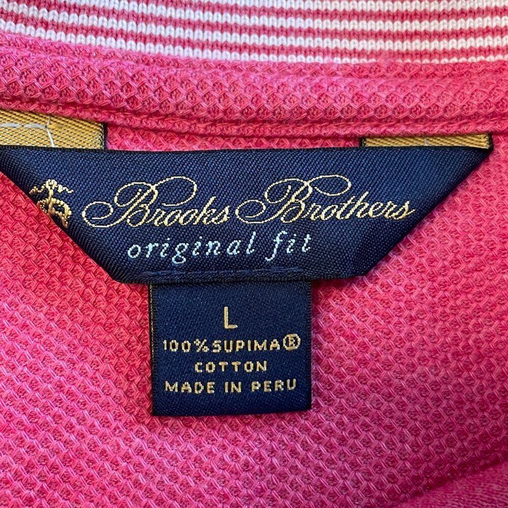 Brooks Brothers Polo Shirt LARGE Short Sleeve 100% Cotton Pink - Picture 4 of 8